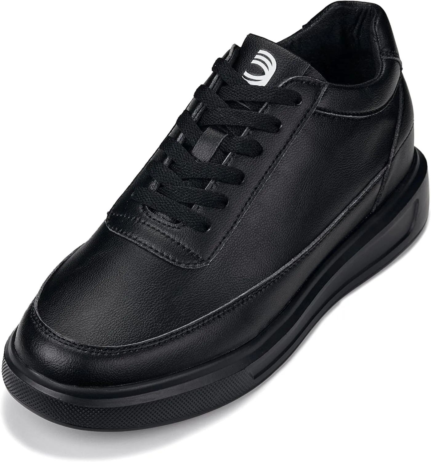 CALTO Men's Invisible Height Increasing Elevator Shoes - Pitch Black Light-Weight Lace-up Leather Sporty Sneakers - 2.8 Inches Taller - X1646 - Size 9 D(M) US