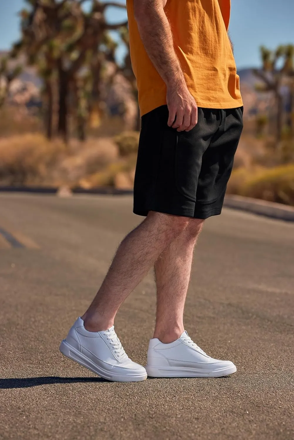 CALTO Men's Invisible Height Increasing Elevator Shoes - Pure White Light-Weight Lace-up Leather Sporty Sneakers - 2.8 Inches Taller - X1647 - Size 8 D(M) US