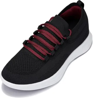 CALTO Men's Invisible Height Increasing Elevator Shoes - Super Lightweight Knitted Sporty Sneakers - 2.4 Inches Taller