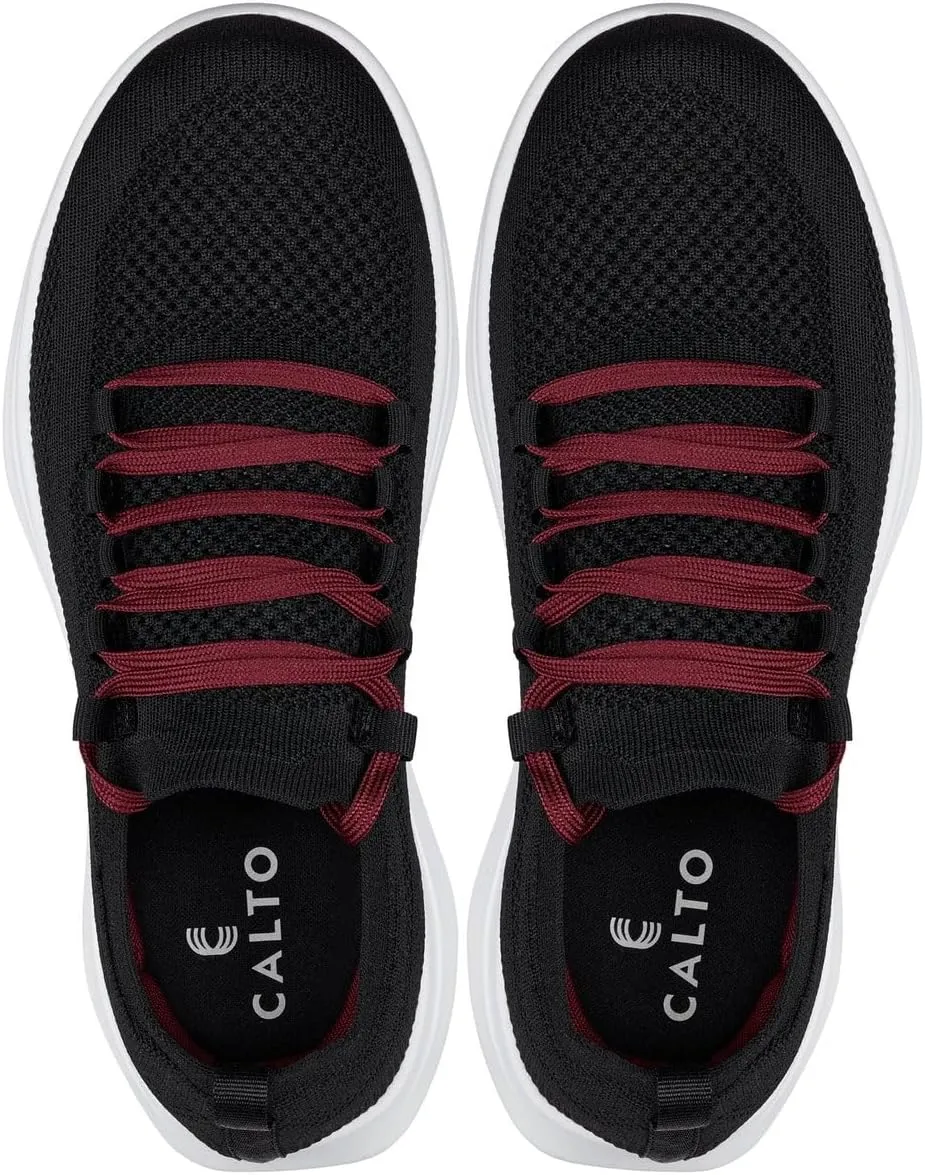 CALTO Men's Invisible Height Increasing Elevator Shoes - Super Lightweight Knitted Sporty Sneakers - 2.4 Inches Taller