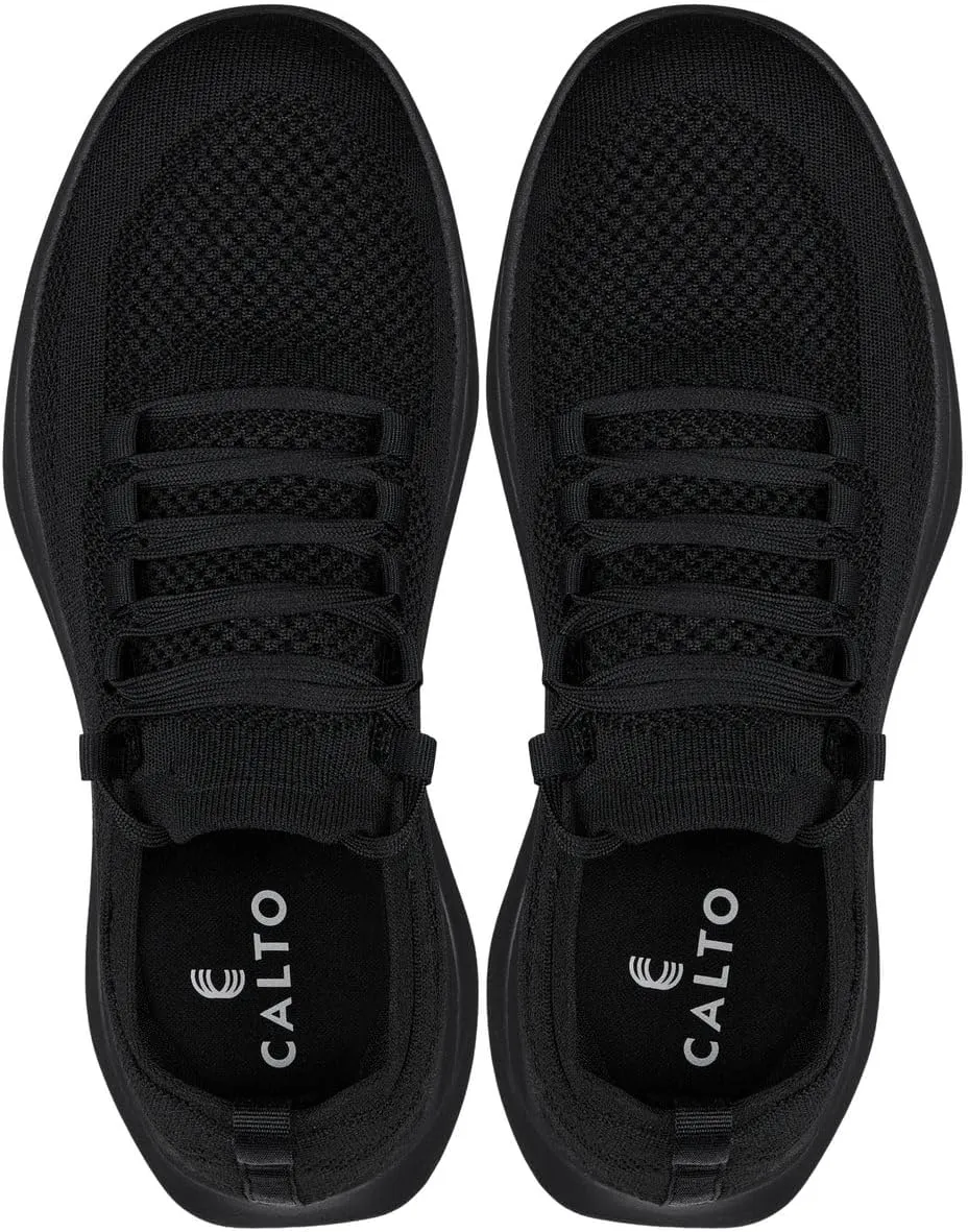 CALTO Men's Invisible Height Increasing Elevator Shoes - Super Lightweight Knitted Sporty Sneakers - 2.4 Inches Taller