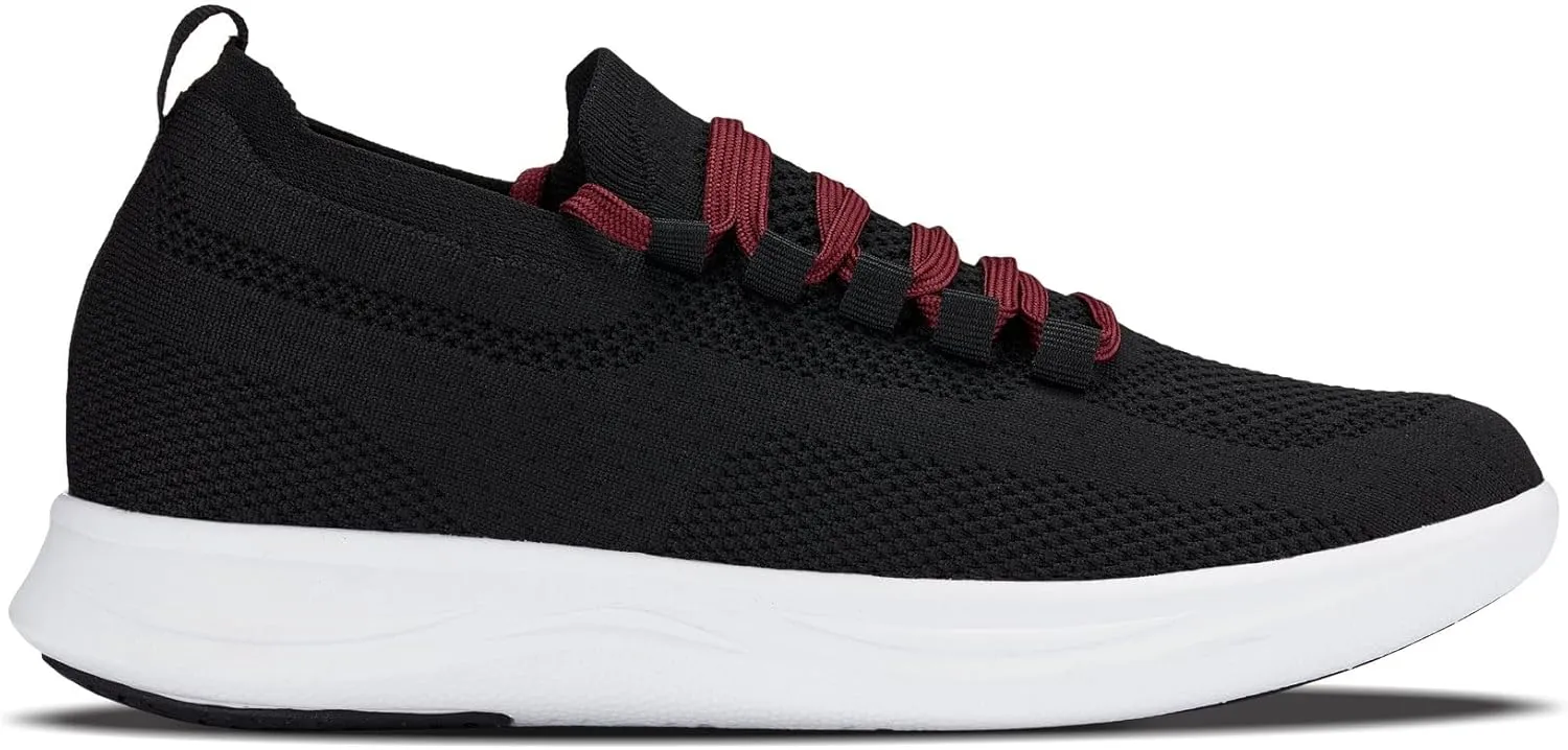 CALTO Men's Invisible Height Increasing Elevator Shoes - Super Lightweight Knitted Sporty Sneakers - 2.4 Inches Taller