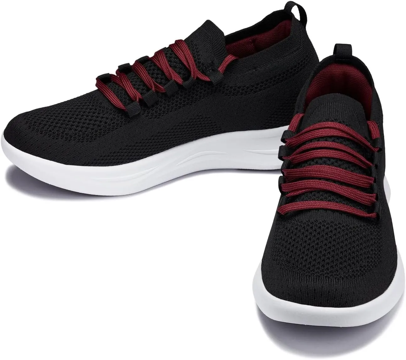 CALTO Men's Invisible Height Increasing Elevator Shoes - Super Lightweight Knitted Sporty Sneakers - 2.4 Inches Taller