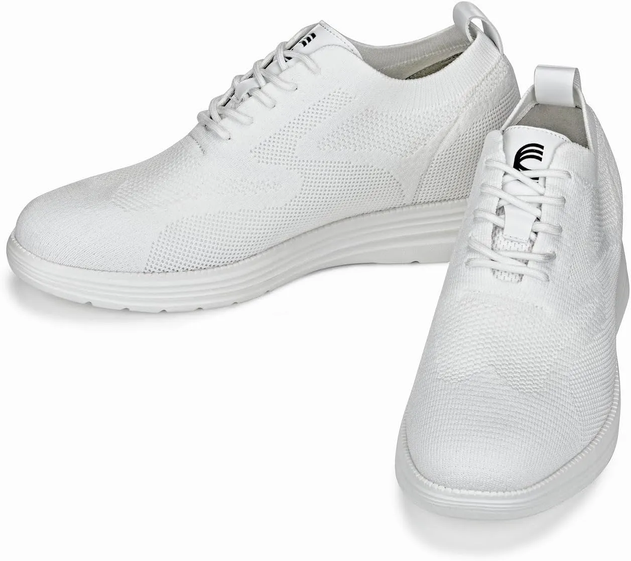 CALTO Men's Invisible Height Increasing Elevator Shoes - White Ultra Light-Weight Lace-up Knitted Sporty Walker - 2.8 Inches Taller - X2633 - Size 11 D(M) US