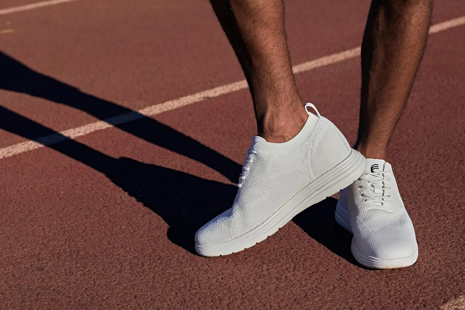 CALTO Men's Invisible Height Increasing Elevator Shoes - White Ultra Light-Weight Lace-up Knitted Sporty Walker - 2.8 Inches Taller - X2633 - Size 11 D(M) US