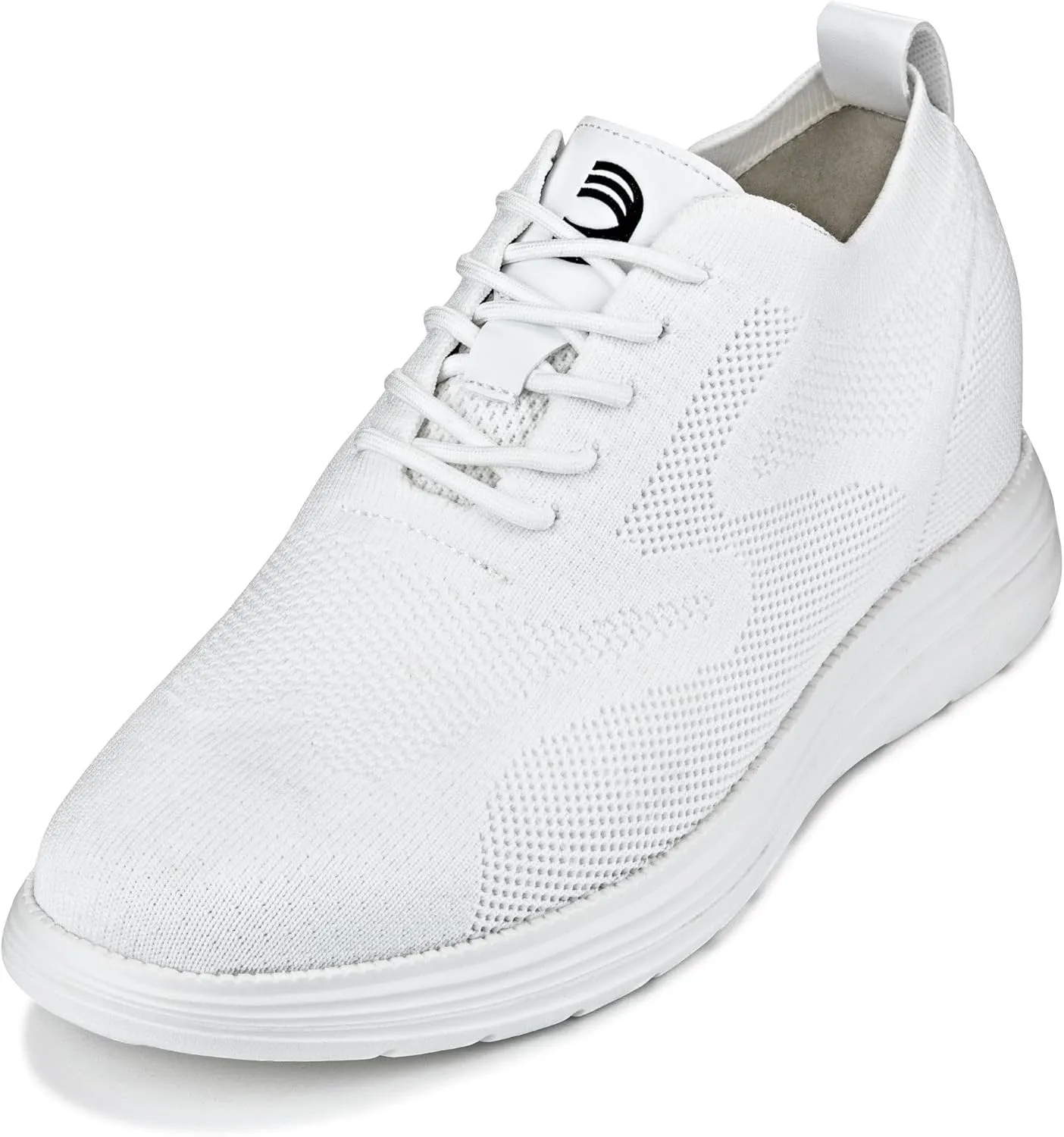 CALTO Men's Invisible Height Increasing Elevator Shoes - White Ultra Light-Weight Lace-up Knitted Sporty Walker - 2.8 Inches Taller - X2633 - Size 11 D(M) US