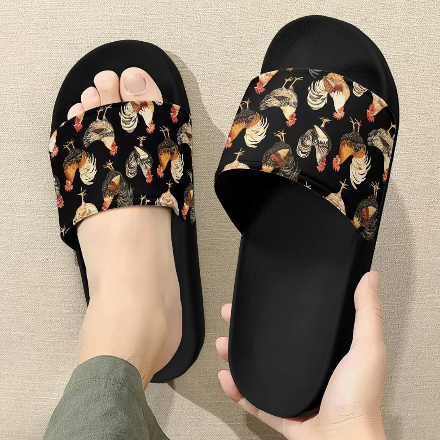Casual Non-slip Slide Sandals for Women Men Open Toe House Sole Slipper Flat Lightweight Slipper for Bathroom Beach