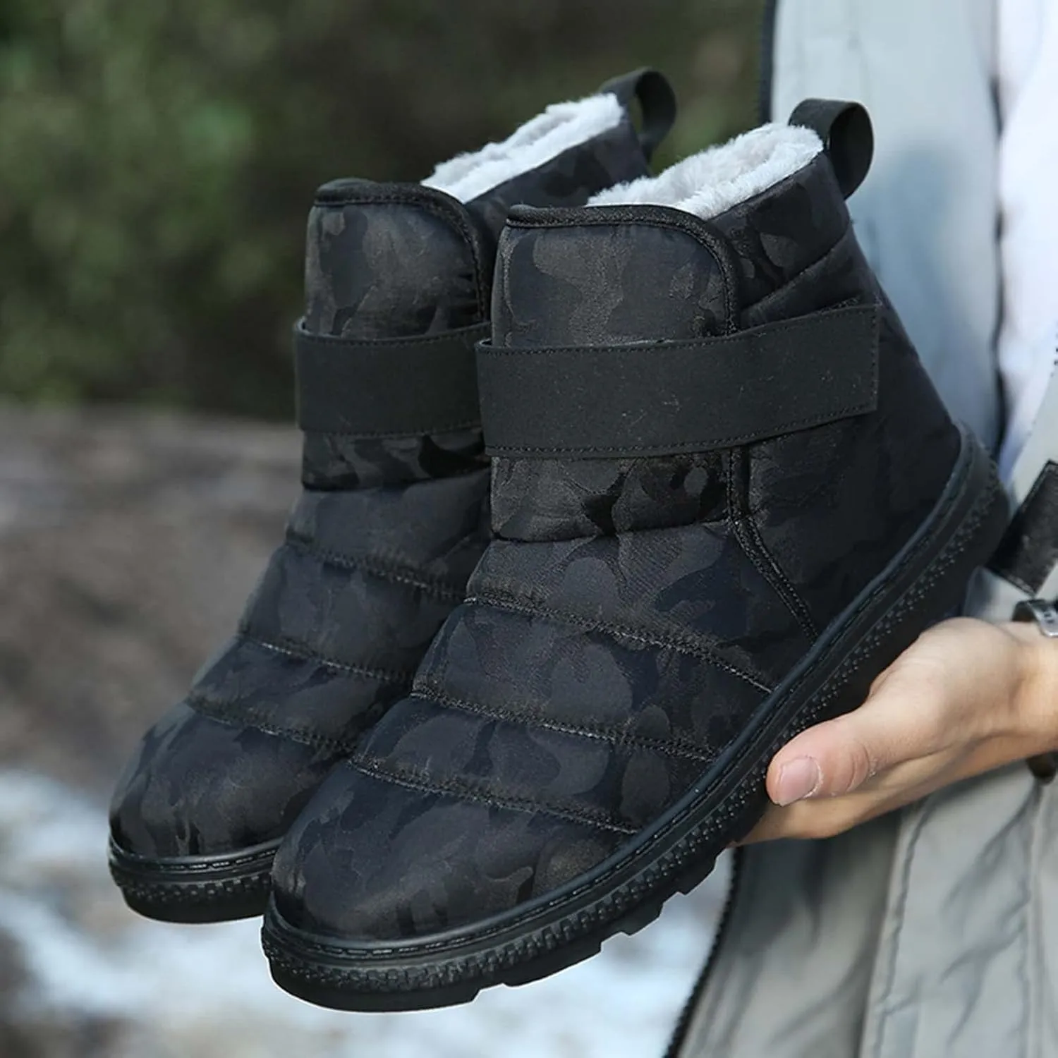 CERYTHRINA Winter Snow Ankle Boots Fur Lining Waterproof Outdoor Slip On Booties Sneakers for Women and Men