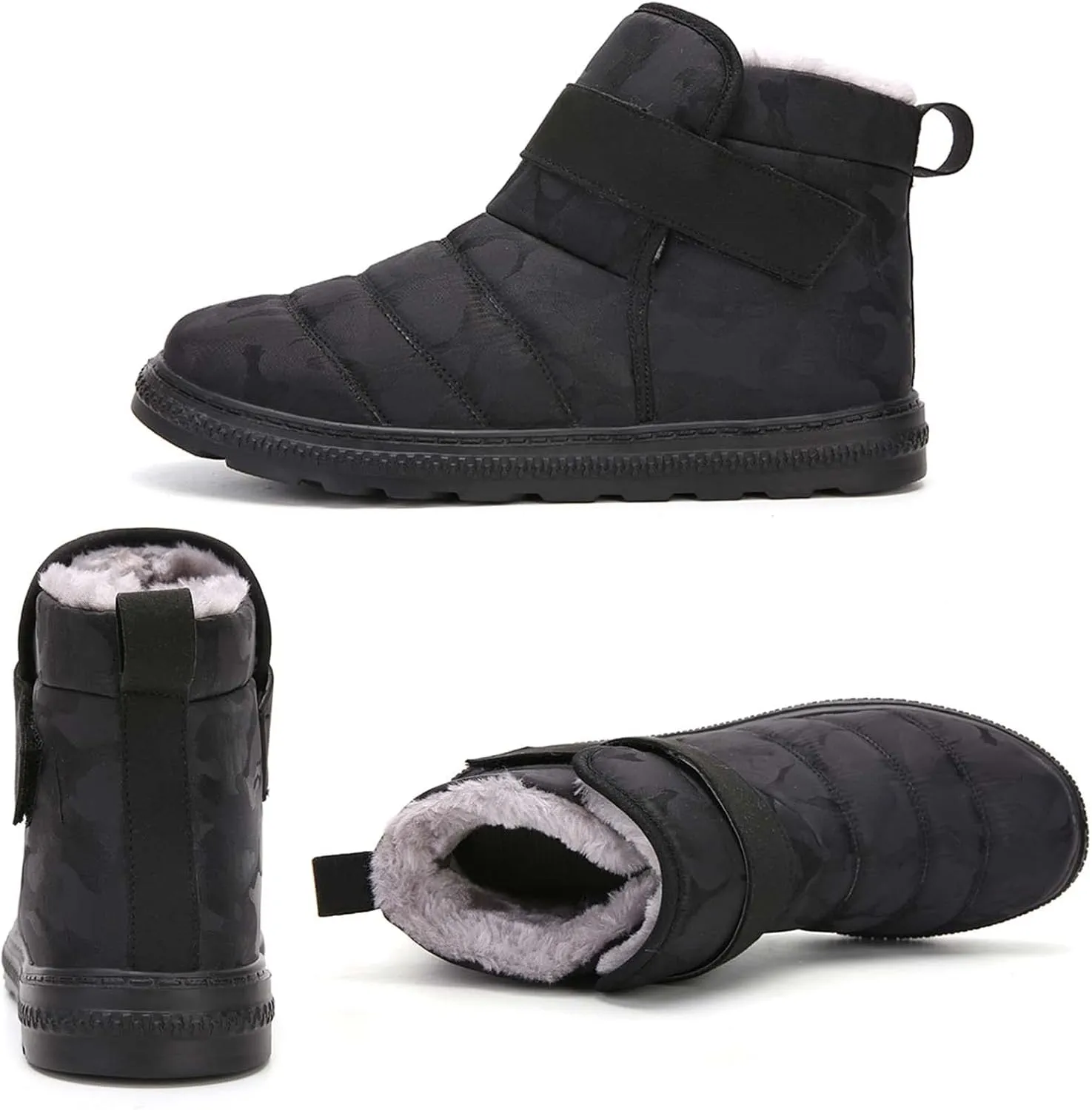 CERYTHRINA Winter Snow Ankle Boots Fur Lining Waterproof Outdoor Slip On Booties Sneakers for Women and Men