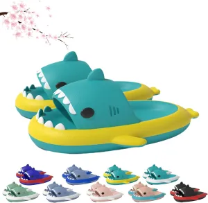 Cloud Shark Slides for Women Men, Bicolor Thick Sole Couple Cloud Shark Slippers, Sunmmer Cute Beach Bathroom Shark Sandals