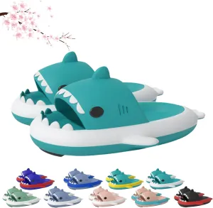 Cloud Shark Slides for Women Men, Bicolor Thick Sole Couple Cloud Shark Slippers, Sunmmer Cute Beach Bathroom Shark Sandals