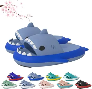 Cloud Shark Slides for Women Men, Bicolor Thick Sole Couple Cloud Shark Slippers, Sunmmer Cute Beach Bathroom Shark Sandals