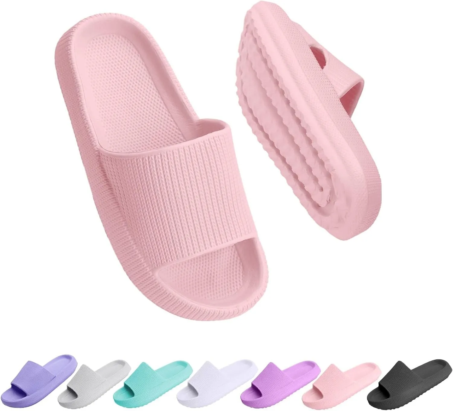 Cloud Slides for Kids, Girls Boys Pillow Slippers Shower Bathroom, Comfort Non-Slip Thick Sole Slippers Summer Beach Shoes for Little Kid/Big Kid