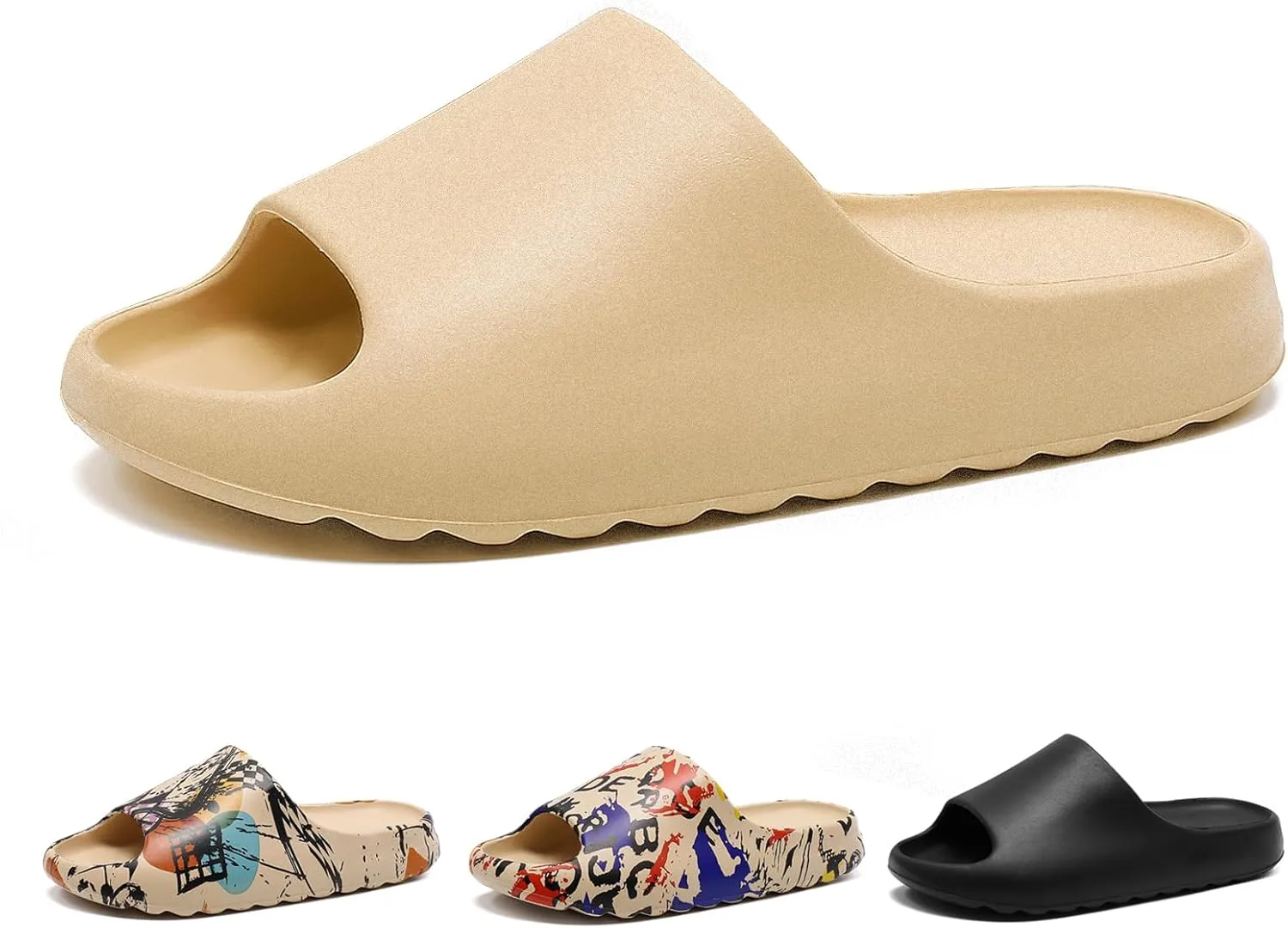Cloud Slides for Women and Men, Comfort Platform Lightweight Slippers Slides, Unisex Foam Shower House Slippers, Summer Open Toe Sandals for Indoor and Outdoor