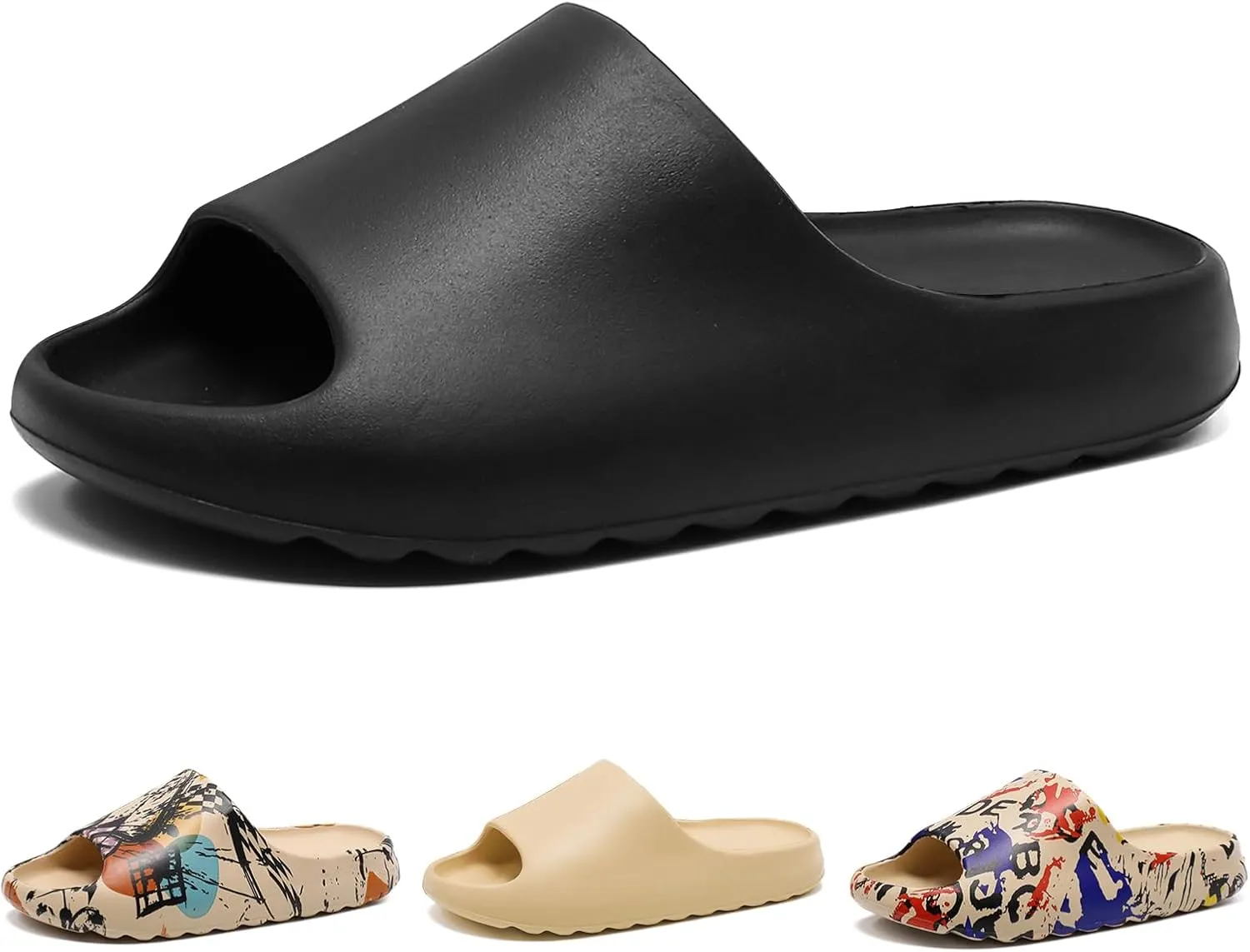 Cloud Slides for Women and Men, Comfort Platform Lightweight Slippers Slides, Unisex Foam Shower House Slippers, Summer Open Toe Sandals for Indoor and Outdoor