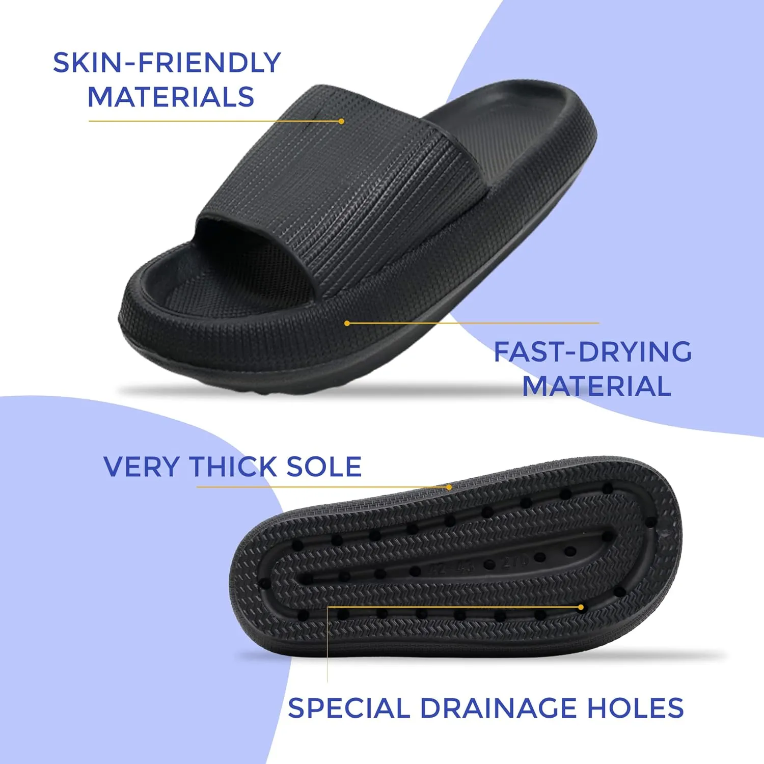 Cloud Slides For Women And Men - Comfy Non Slip Indoors Slippers For Shower Spa Pool College Outdoors Slides - Soft And Cozy Open Toe House Sandals Thick Soles