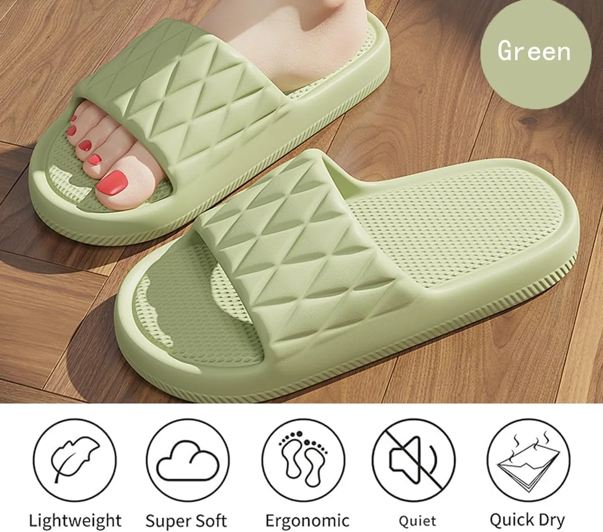 Cloud Slides for Women and Men - No smelly feet,Soft, Comfy, Relax Cloud Slippers, Thick Sole, Non-slip Pillow Slippers, Easy to Clean, Shower, Indoor and Outdoor Pillow Slides