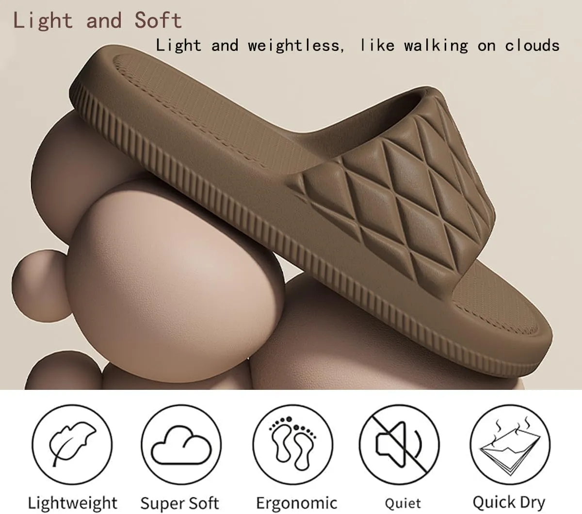 Cloud Slides for Women and Men - No smelly feet,Soft, Comfy, Relax Cloud Slippers, Thick Sole, Non-slip Pillow Slippers, Easy to Clean, Shower, Indoor and Outdoor Pillow Slides