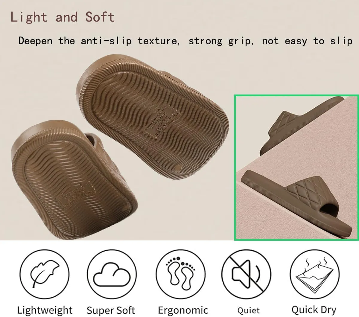Cloud Slides for Women and Men - No smelly feet,Soft, Comfy, Relax Cloud Slippers, Thick Sole, Non-slip Pillow Slippers, Easy to Clean, Shower, Indoor and Outdoor Pillow Slides