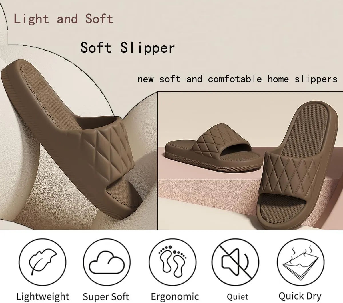 Cloud Slides for Women and Men - No smelly feet,Soft, Comfy, Relax Cloud Slippers, Thick Sole, Non-slip Pillow Slippers, Easy to Clean, Shower, Indoor and Outdoor Pillow Slides