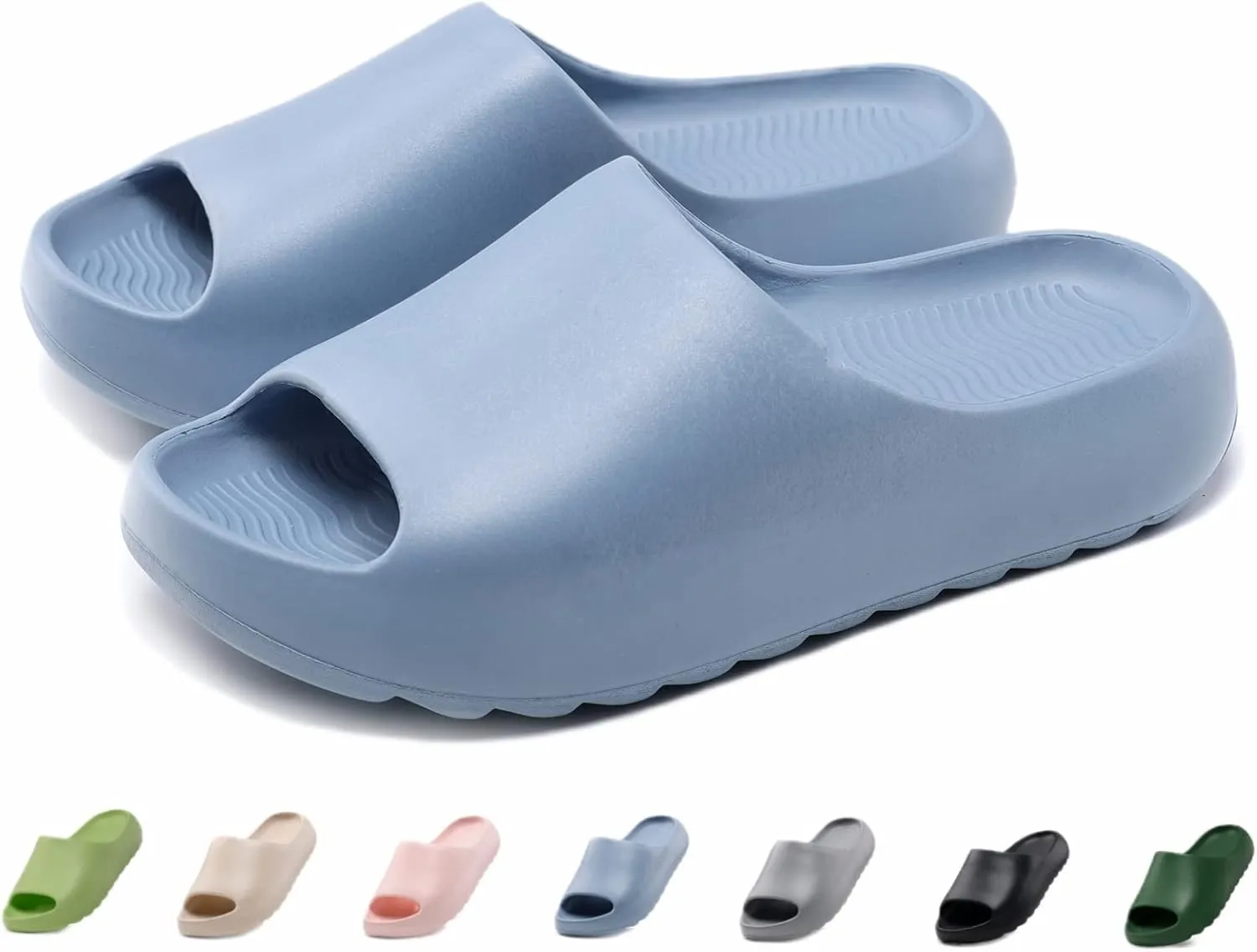 Cloud Slides for Women Men Kids, Pillow Slippers Comfy Non-Slip Soft Waterproof Bathroom Shower Shoes, Cushioned Thick Sole Sandals for Indoor and Outdoor