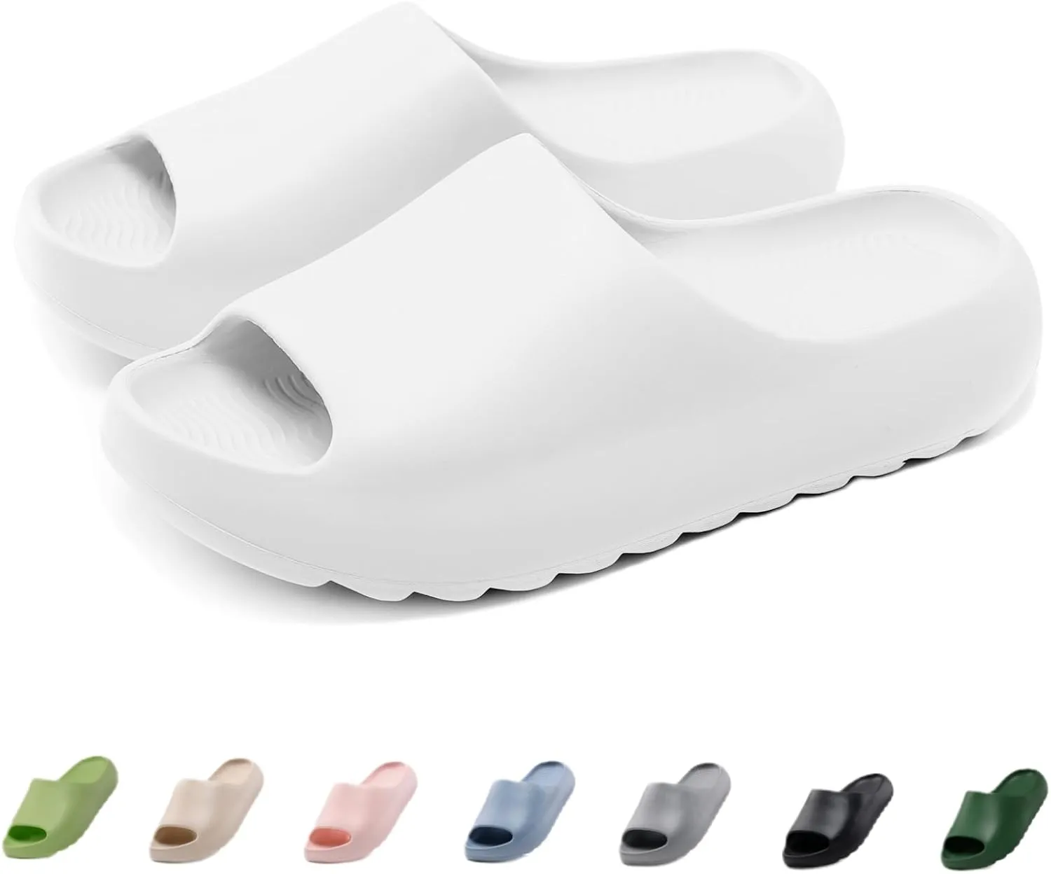 Cloud Slides for Women Men Kids, Pillow Slippers Comfy Non-Slip Soft Waterproof Bathroom Shower Shoes, Cushioned Thick Sole Sandals for Indoor and Outdoor