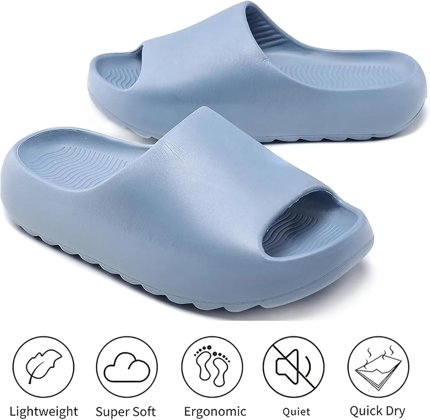 Cloud Slides for Women Men Kids,Unisex EVA Soft Recovery Slides,Thick Sole Open Toe Toddler Boys Girls Beach Slippers Shower Shoes Outdoor&Indoor House Slippers