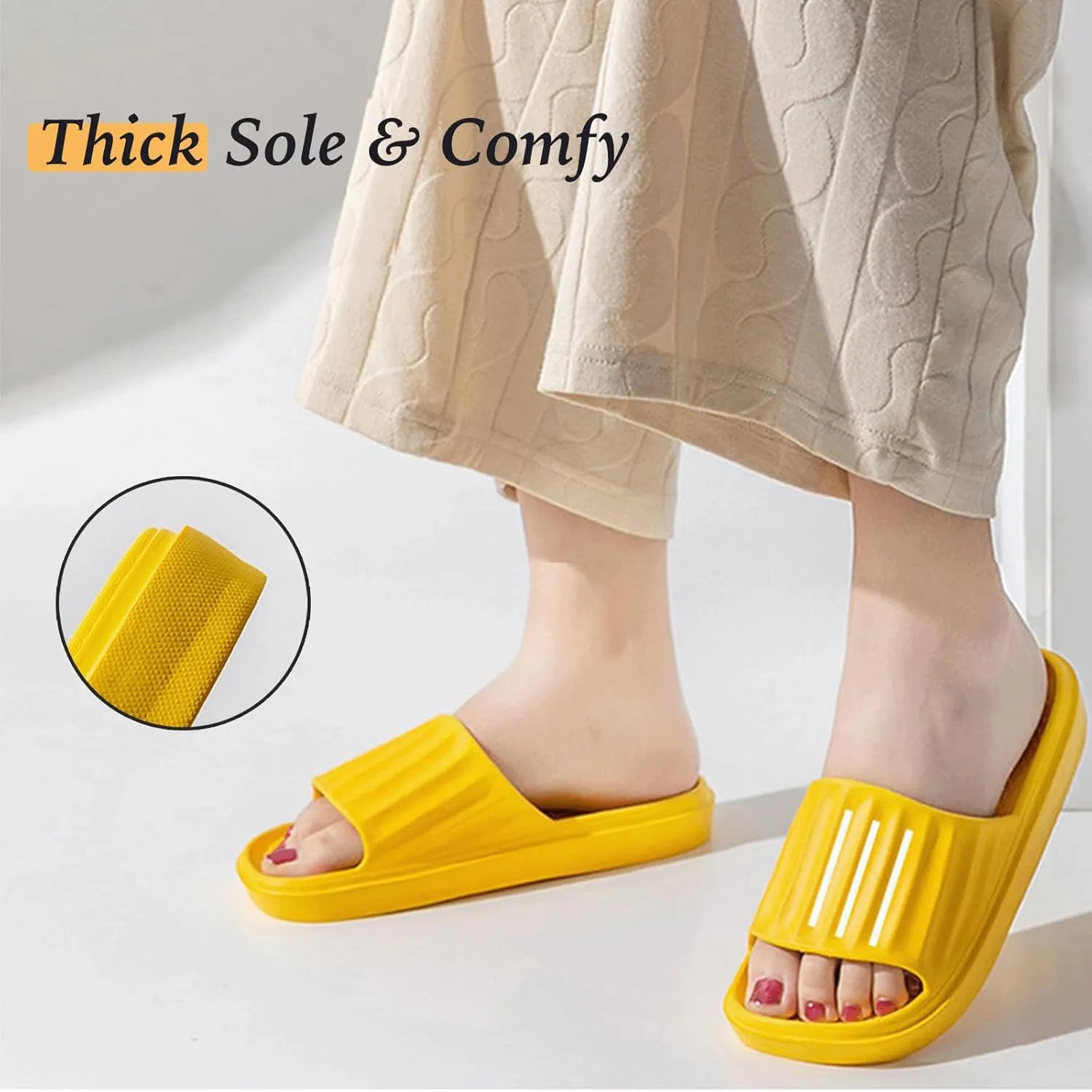 Cloud Slides for Women Men Pillow Slippers Non-Slip Shower Bath Platform Foam Sandals for Indoor Outdoor House
