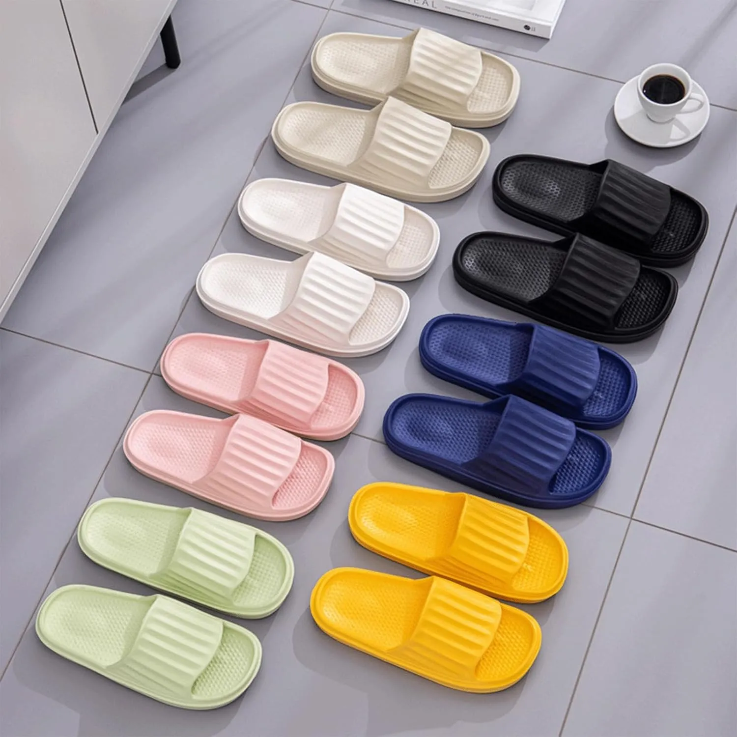 Cloud Slides for Women Men Pillow Slippers Non-Slip Shower Bath Platform Foam Sandals for Indoor Outdoor House