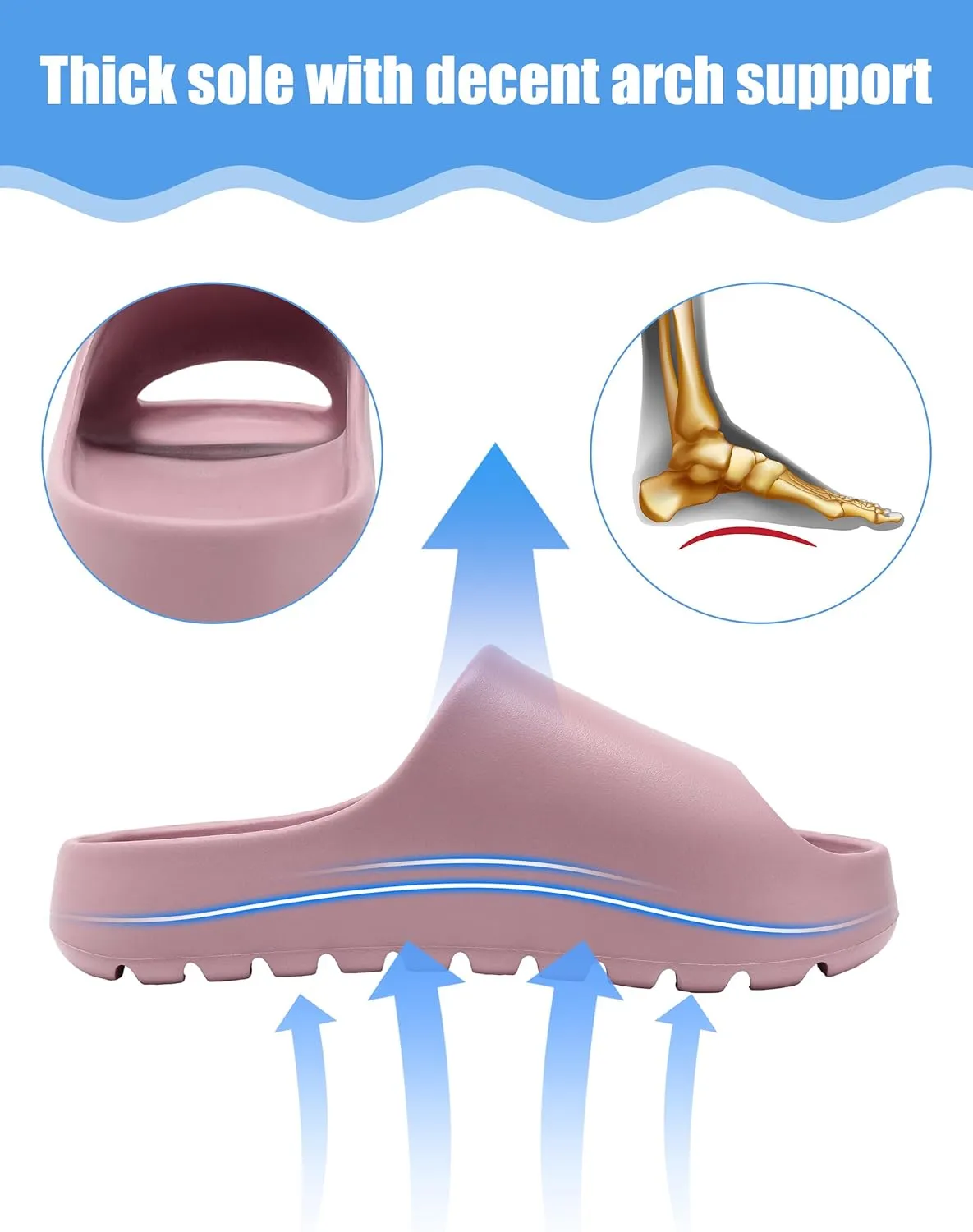 Cloud Slides for Women Men, Womens Walking Sandals Comfortable, Unisex Thick Pillow Slippers, Waterproof House Slide Sandals Indoor Outdoor Shower Shoes