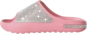 Cloud Slides for Women Thick Sole Sandals Quick Drying Shower Shoes EVA Non-Slip Rhinestone Slippers Glitter Crystal