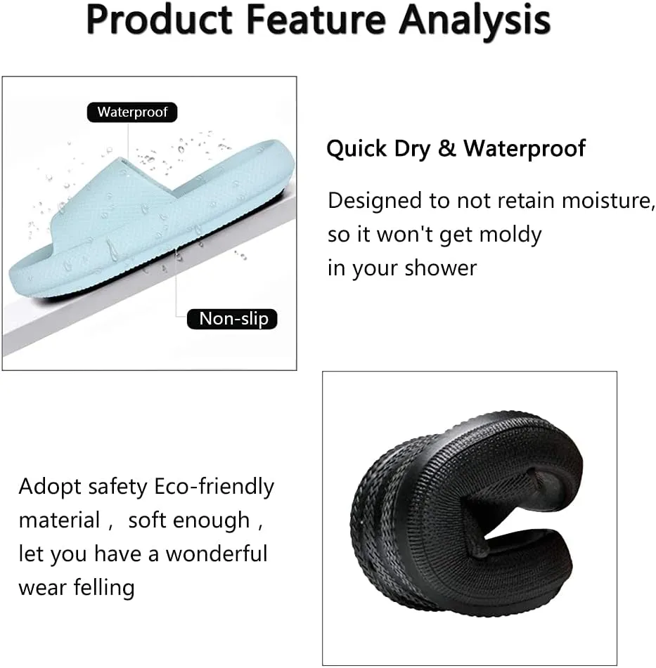 Cloud Slippers for Women and Men Pillow Slippers Non-Slip Shower Slides Bathroom Sandals | Super Comfy | Cushion Thick Sole