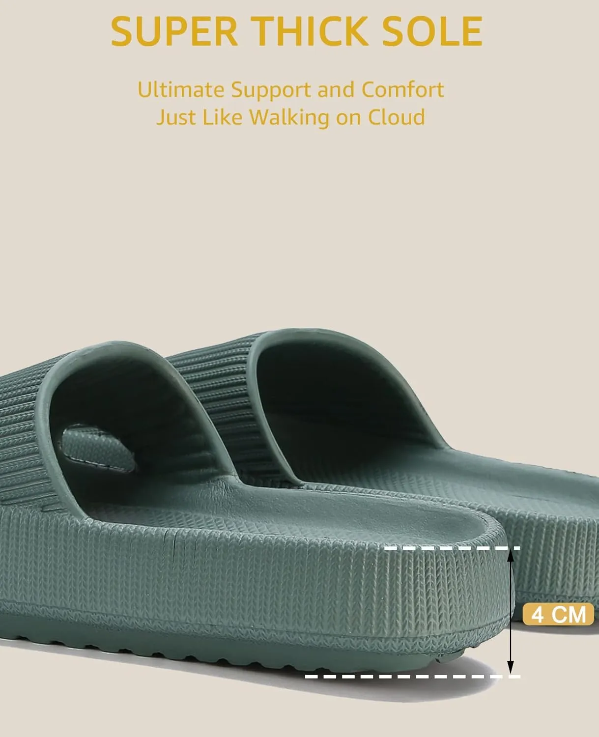Cloud Slippers for Women and Men Pillow Slippers Non-Slip Shower Slides Bathroom Sandals | Super Comfy | Cushion Thick Sole