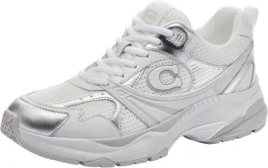 Coach Women's Metallic Mesh Sneaker, Charcoal/Black, 10
