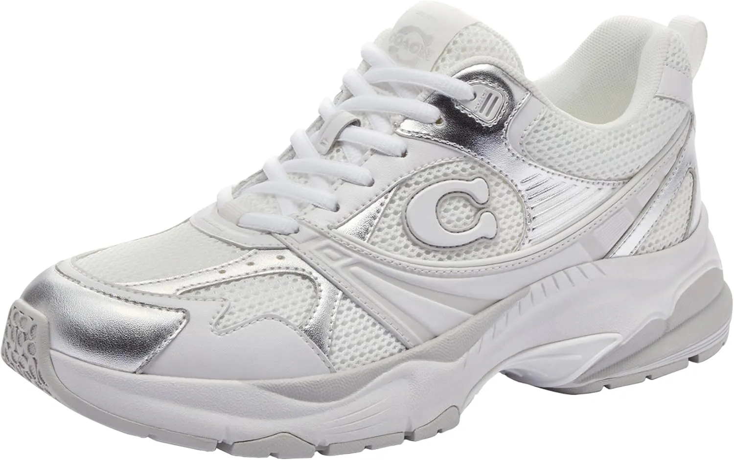 Coach Women's Metallic Mesh Sneaker, Charcoal/Black, 9.5