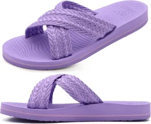COFACE Womens Orthopedic Sandals Comfortable Orthotic Soft Cushion Recovery Plantar Fasciitis Walking Slip On Ladies Cloud Cross Slides for Woman Size 5-11