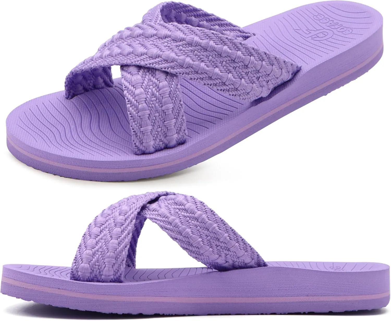 COFACE Womens Orthopedic Sandals Comfortable Orthotic Soft Cushion Recovery Plantar Fasciitis Walking Slip On Ladies Cloud Cross Slides for Woman Size 5-11