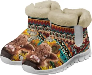 Coloranimal Womens Booties Winter Boots Womens Fuzzy Boots Winter Shoes Warm Fur Lined Snow Boots Ankle Boots Anti Skid Walking Boots