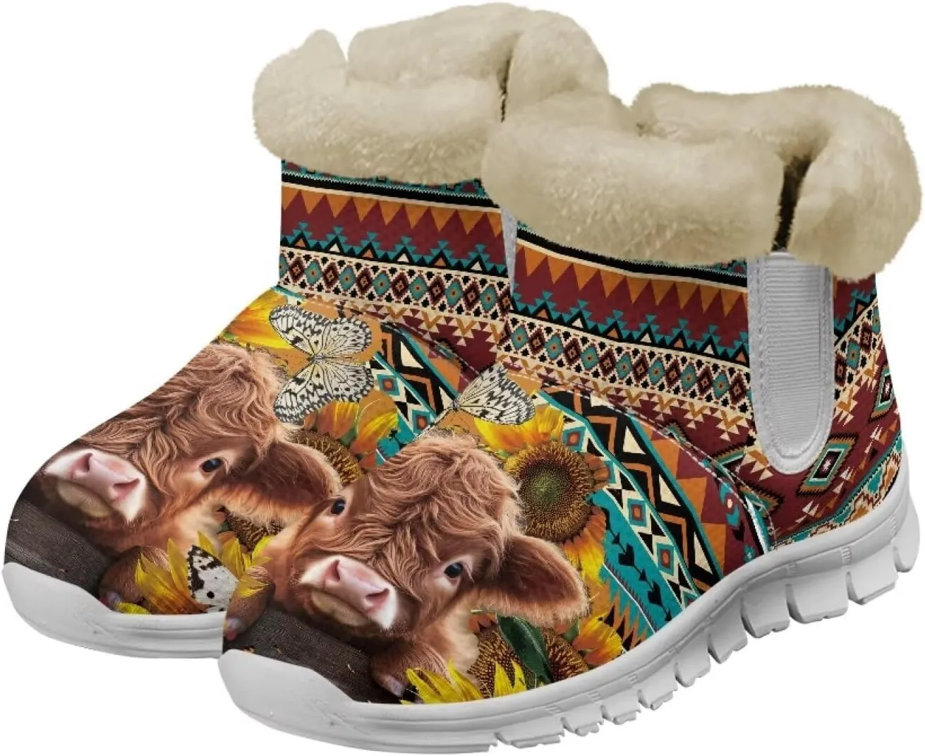 Coloranimal Womens Booties Winter Boots Womens Fuzzy Boots Winter Shoes Warm Fur Lined Snow Boots Ankle Boots Anti Skid Walking Boots