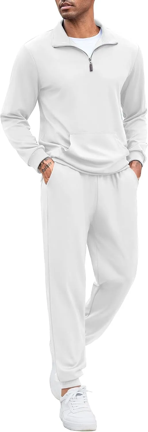 COOFANDY Men's Tracksuit 2 Piece Quarter Zip Sweatsuit Sets Casual Athletic Running Jogging Suits