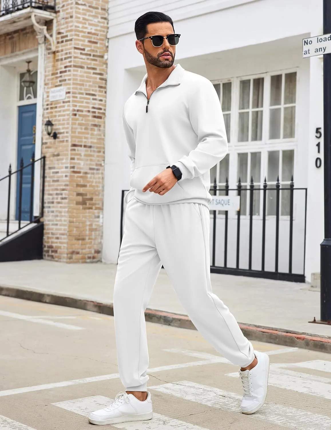 COOFANDY Men's Tracksuit 2 Piece Quarter Zip Sweatsuit Sets Casual Athletic Running Jogging Suits