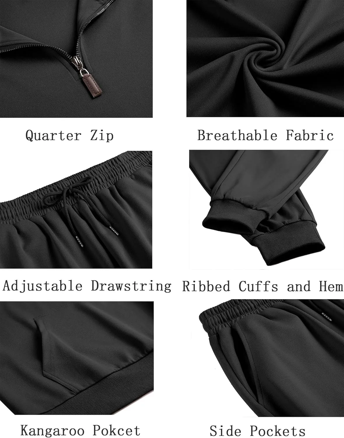 COOFANDY Men's Tracksuit 2 Piece Quarter Zip Sweatsuit Sets Casual Athletic Running Jogging Suits