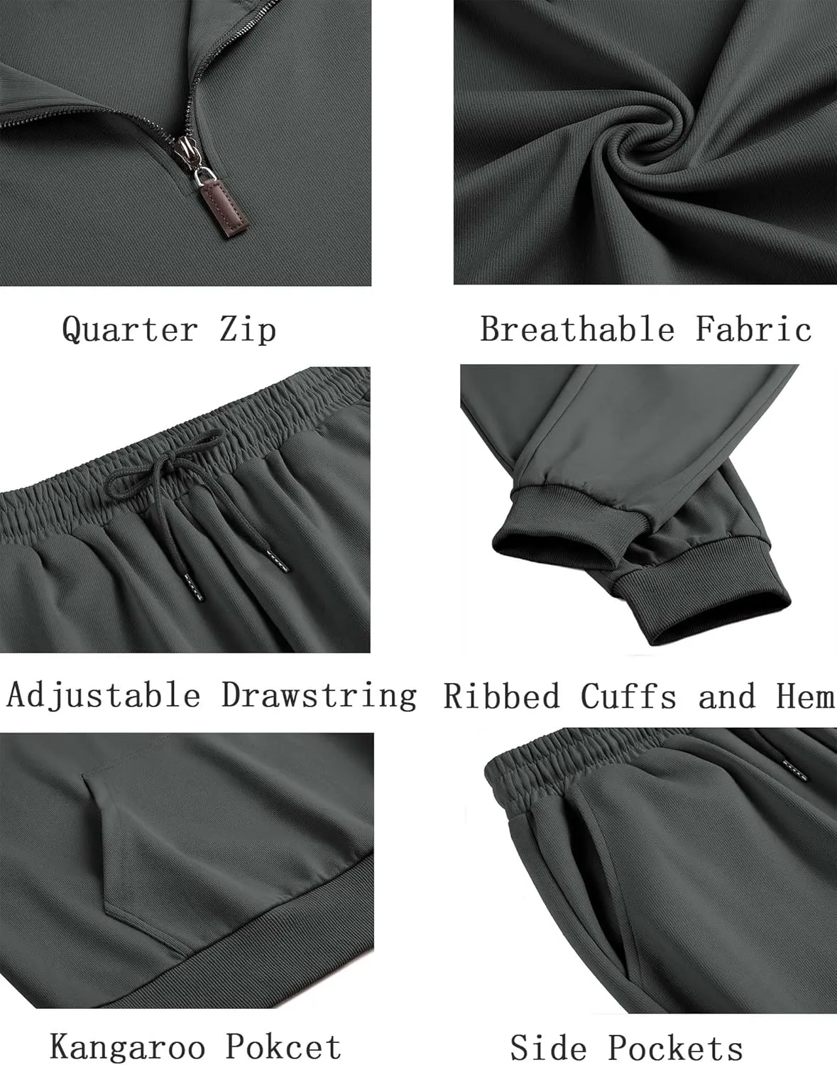 COOFANDY Men's Tracksuit 2 Piece Quarter Zip Sweatsuit Sets Casual Athletic Running Jogging Suits