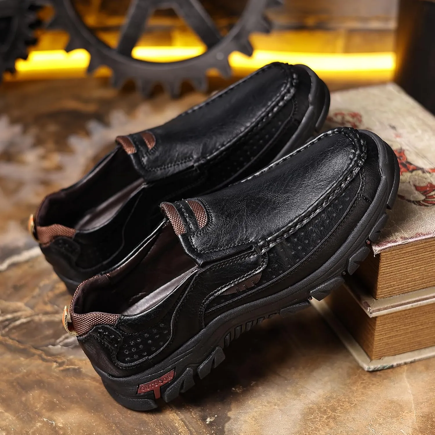 Coramtty Mens Classic Walking Sneakers Slip on Loafers Casual Shoes Comfort Breathable Dress Flats for Driving Business Office Outdoor