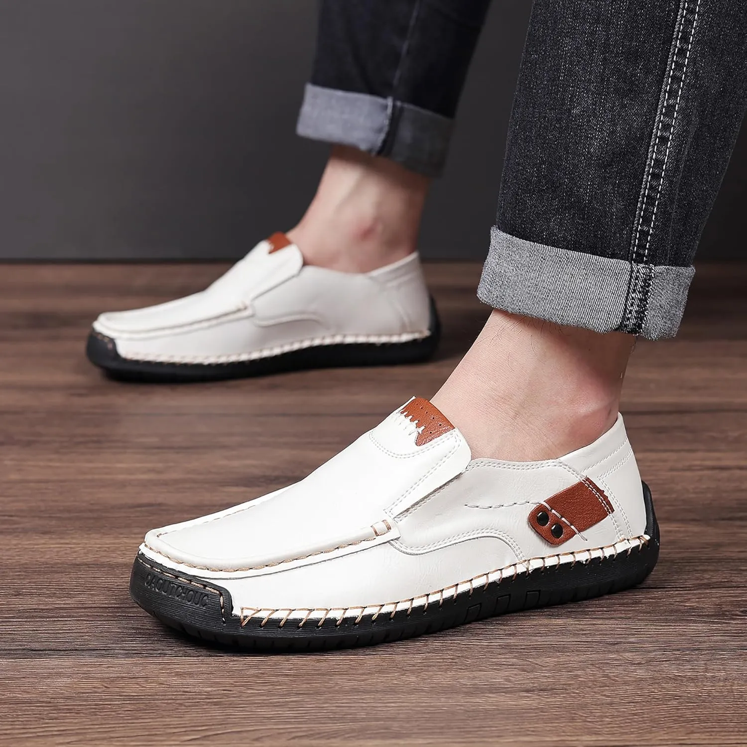 Coramtty Mens Loafers Casual Slip on Shoes Business Moccasins Lightweight Refreshing Classic Slippers Walking Driving Travelling Outdoor