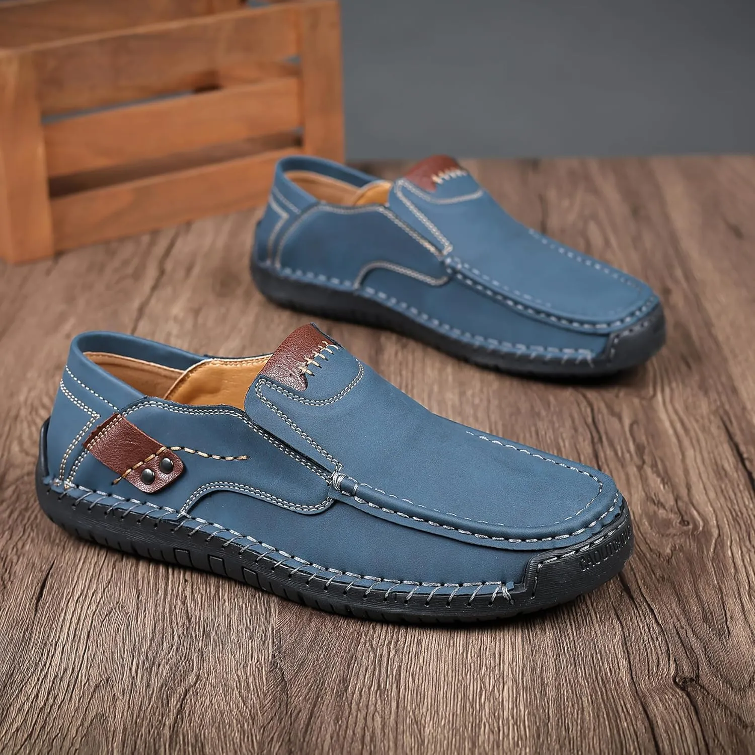 Coramtty Mens Loafers Casual Slip on Shoes Business Moccasins Lightweight Refreshing Classic Slippers Walking Driving Travelling Outdoor