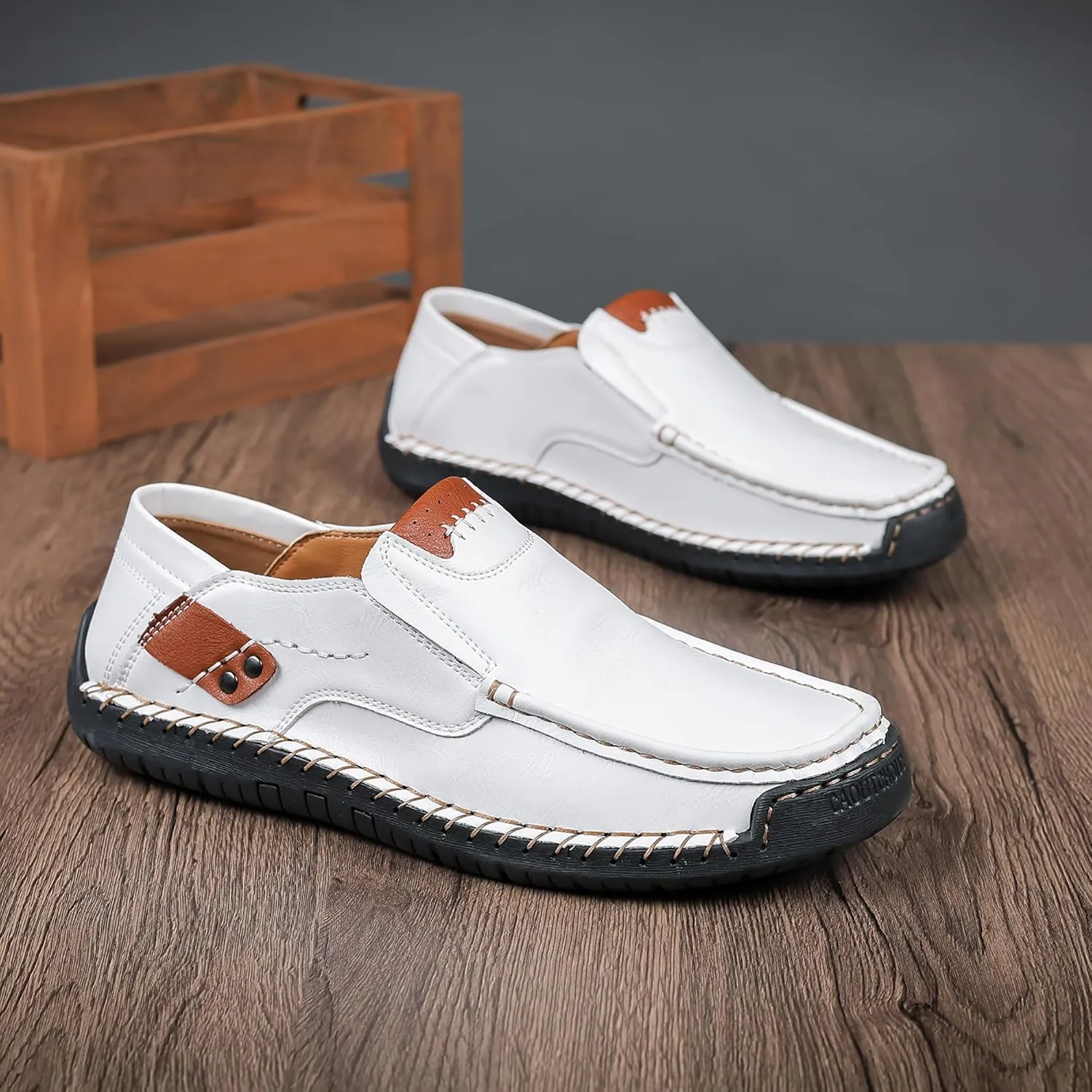 Coramtty Mens Loafers Casual Slip on Shoes Business Moccasins Lightweight Refreshing Classic Slippers Walking Driving Travelling Outdoor