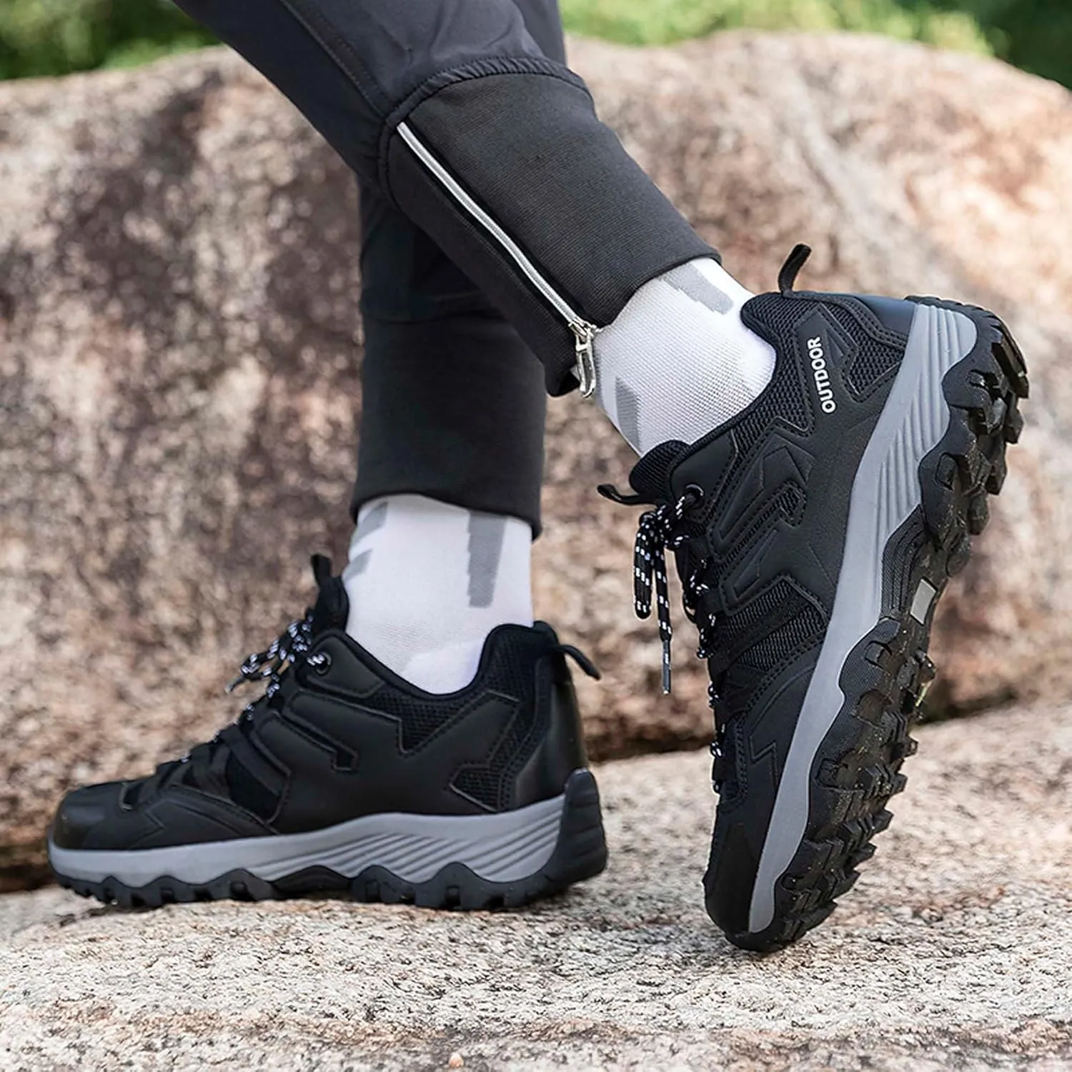 Couple Outdoor Mountaineering Boots, Muddy wading Plush Hiking Shoes, Rubber Sole Breathable Mesh Ankle Shoes, Casual and Fashionable Travel Boots, Anti Slip Sports Shoes