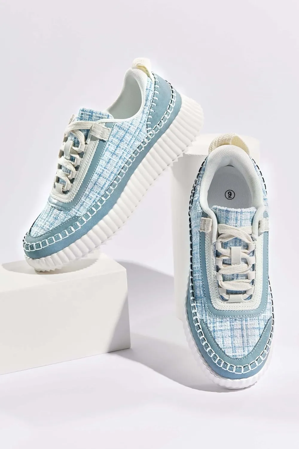 Coutgo Womens Platform Sneakers Lace Up Comfortable Casual Fashion Sneaker Walking Shoes