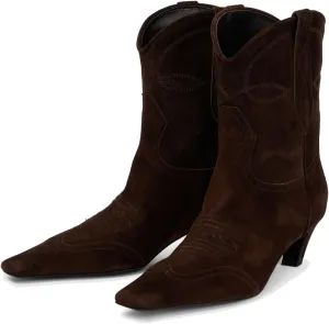 Cowboy Ankle Suede Boots For Women Kitten Heel Embroidery Chelsea Short Boots Fashion Low Heel Riding Short Bootie